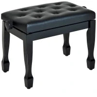 Sgabello Panca per Pianoforte con Altezza Regolabile 45-55cm, in Legno e pelle PU Nera