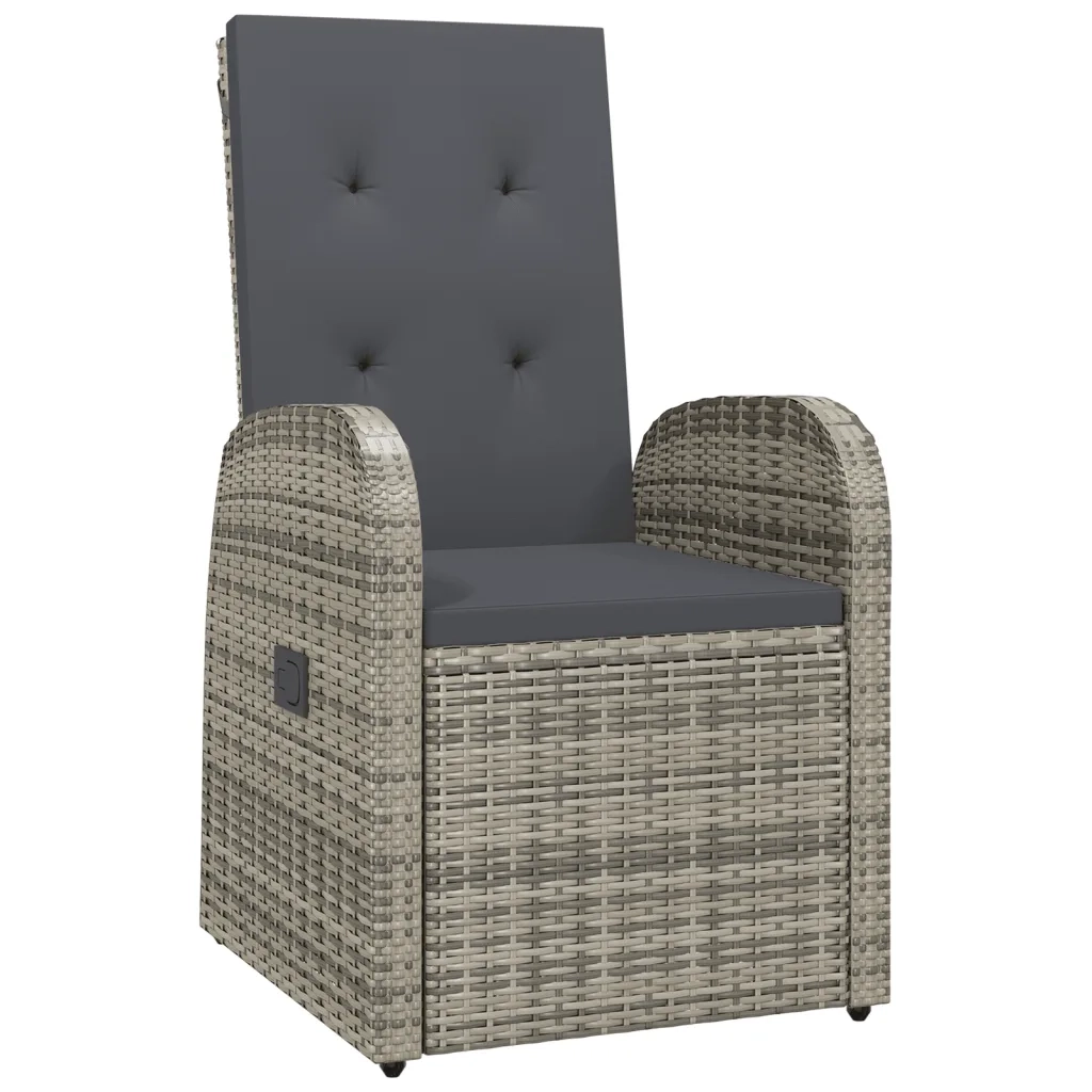 Sedie da Giardino Reclinabili 2 pz | Sedie da Esterno e Cuscini Polyrattan Grigio