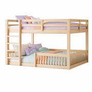 Letto a Castello 160x200 cm; Letto 2 Posti - Sponde di Sicurezza - in MDF e Legno Massiccio - Naturale