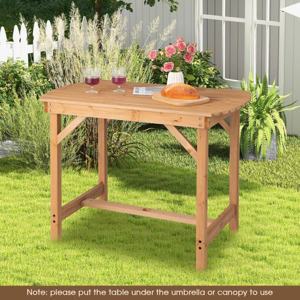 Tavolo Pranzo da Giardino in Legno, con Foro per Ombrellone, per 4-6 Persone, Giardino Patio Cortile, 100 x 60 x 75 cm, Portata 180 kg