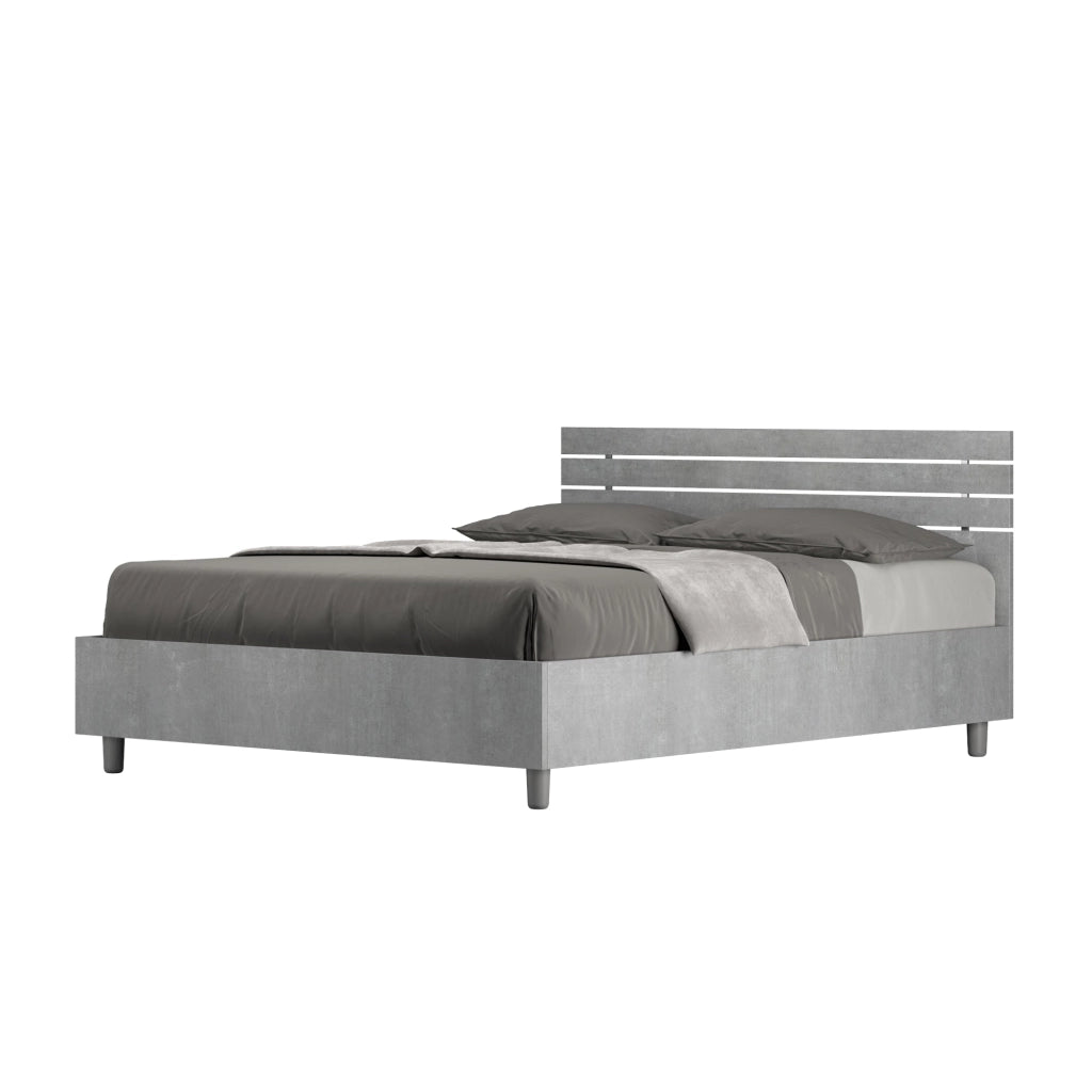 Letto matrimoniale francese contenitore 140x190 testata dritta con doghe quercia Ankel