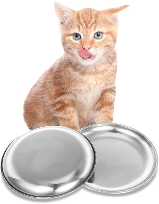 Set di Ciotole per Animali da 2 - Acciaio Inossidabile - Resistente ai Morso - Resistenti alle Cadute - Leggero - Facile da Pulire - 14 x 14 x 2 cm - Ciotole per Animali