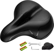 Sella da Bicicletta, sella ergonomico, cuscino imbottito con schiuma viscoelastica per biciclette da città, mountain bike, biciclette da corsa con strisce riflettenti, sella con schienale, chiave inglese per attrezzi