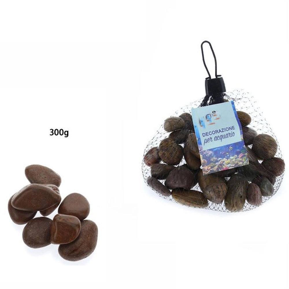 Trade Shop - 3pz Pietre Decorative Acquario Glitter Rossi Decorazione Sassi Piante Vasi 300gr -