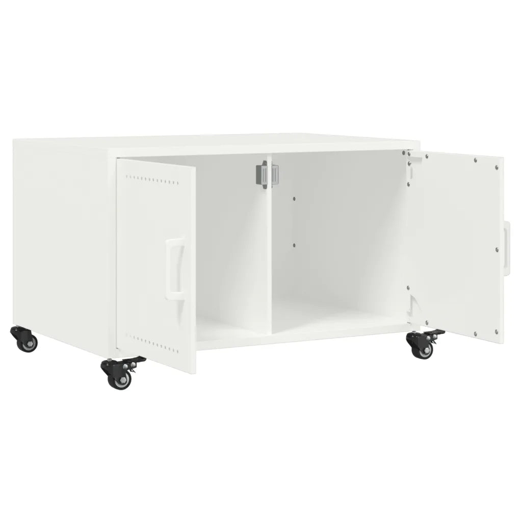 Tavolino da Salotto Bianco 68x50x43,5 cm in Acciaio