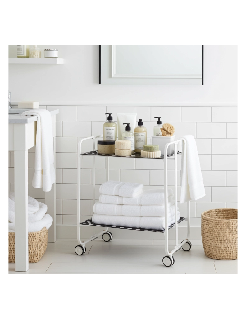 Carrello da cucina pieghevole bianco con ruote BAUHAUS 2 ripiani