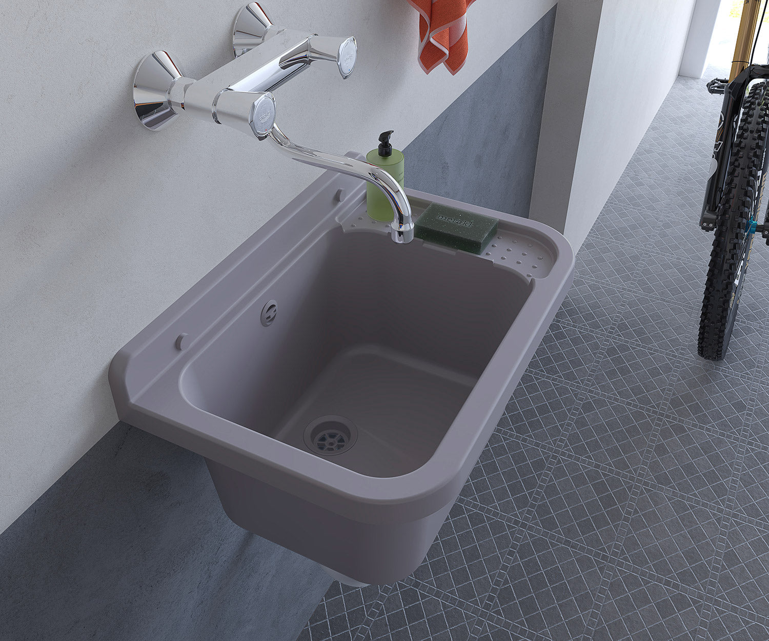 Lavatoio 60x34x21 cm in Polipropilene 17l Forlani Pilozzo 60 Grigio