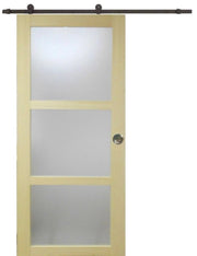 Porta scorrevole smaltata Ayous impiallacciato 3 vetri H204 x L93 + guida a ruota  + 2 gusci installati