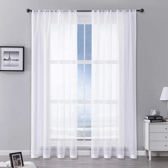 Voile gordini bianchi 225 x 140 cm (h x l) per soggiorno, camera da letto, camera per bambini - set da 2