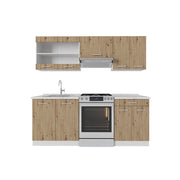 Cucina componibile R-Line Rovere artigianale/Bianco 200 cm senza piano di lavoro Vicco