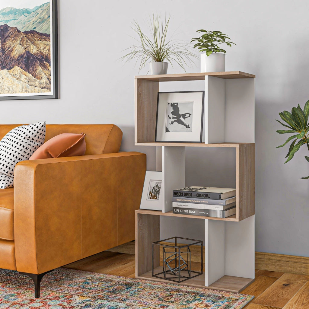 Libreria di Design Scaffale Ufficio Legno Moderna 3 Ripiani 60 ¡Á 24 ¡Á 111.4cm