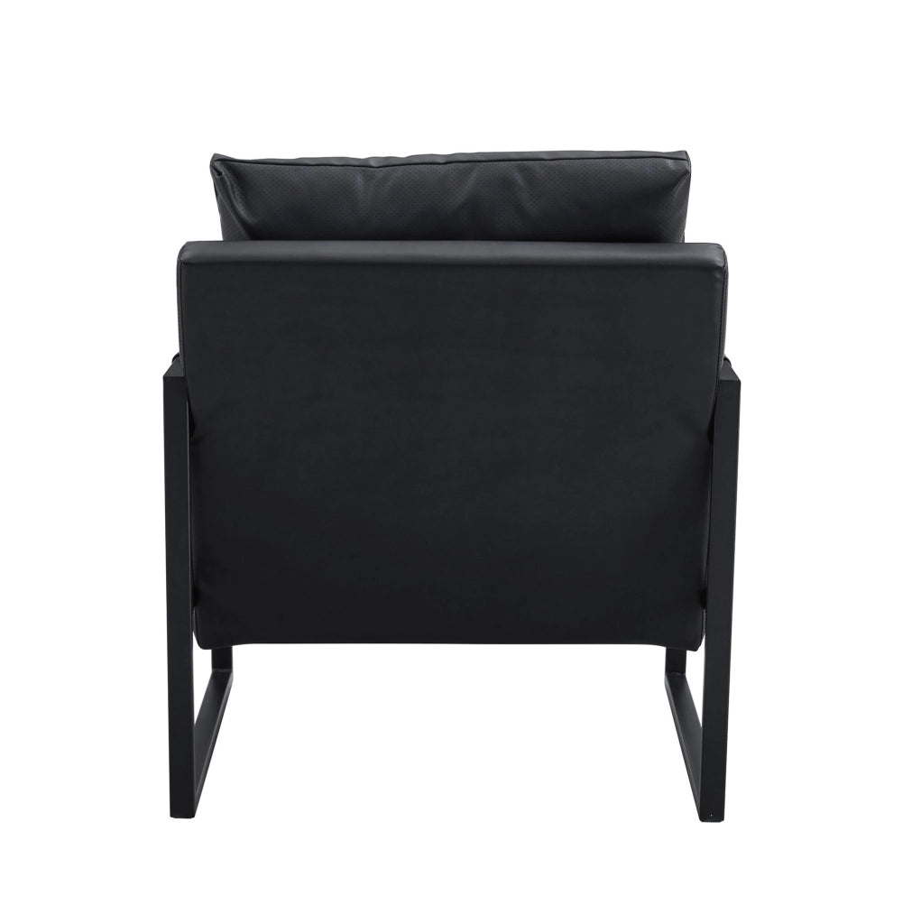 Poltrona da lettura 68,6x75,5x75,2 cm nera, braccioli integrati, metallo e PU,