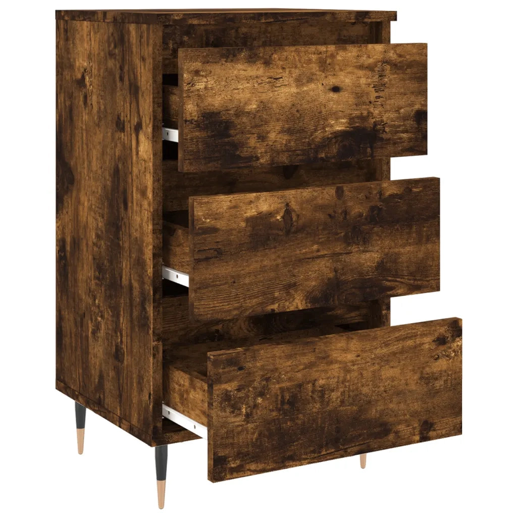Set di 2 Comodini | Armadio da Notte | Mobiletto da notte Rovere Fumo 40x35x69 cm in Legno Multistrato