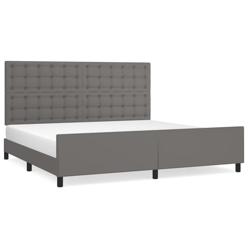 Giroletto con Testiera Grigio 200x200 cm in Similpelle