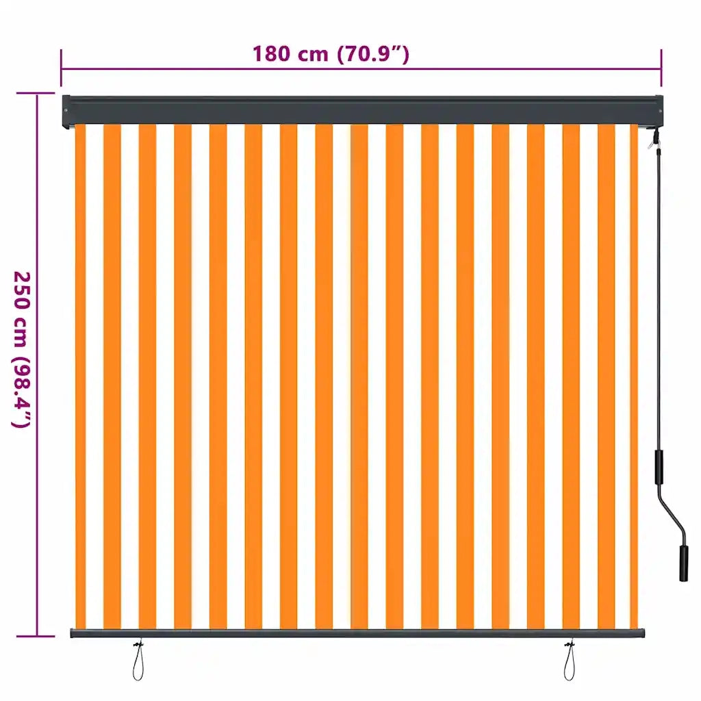 Tenda a rullo-Tenda avvolgibile Bianco e Arancione 180 x 250 cm