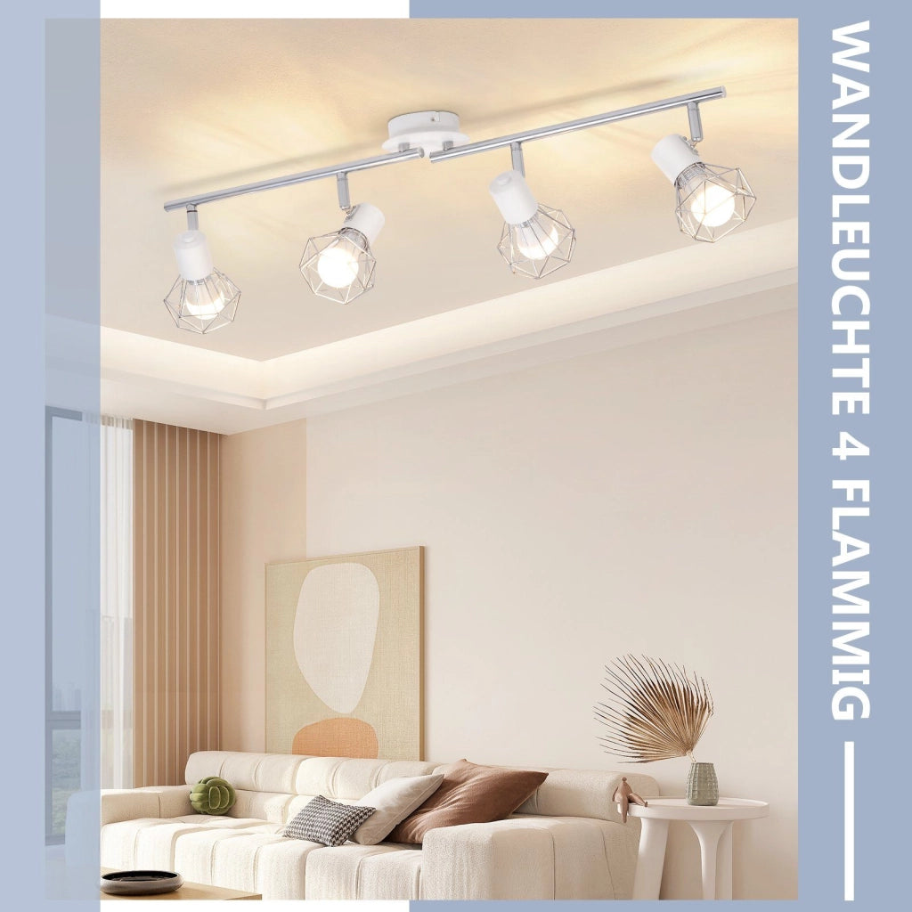 ZMH Faretto da soffitto bianco retrò industriale metallo orientabili 350° attacco E14 soggiorno cameretta