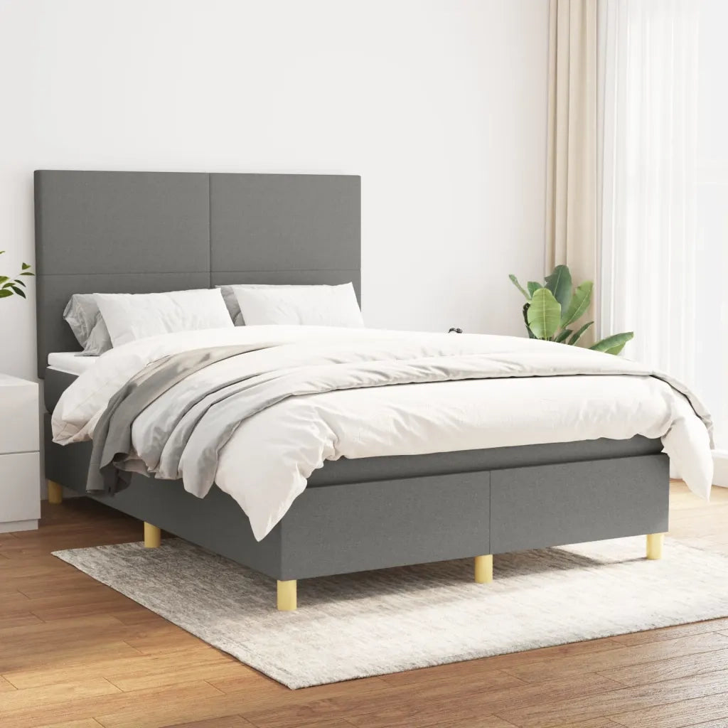 Giroletto a Molle con Materasso Grigio Scuro 140x190 cm Tessuto 3142170