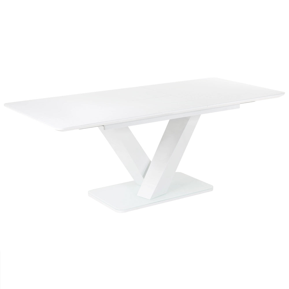 Tavolo Da Pranzo Allungabile Piano In Vetro Bianco MDF 160/200 x 90 cm Rettangolare