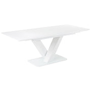 Tavolo Da Pranzo Allungabile Piano In Vetro Bianco MDF 160/200 x 90 cm Rettangolare