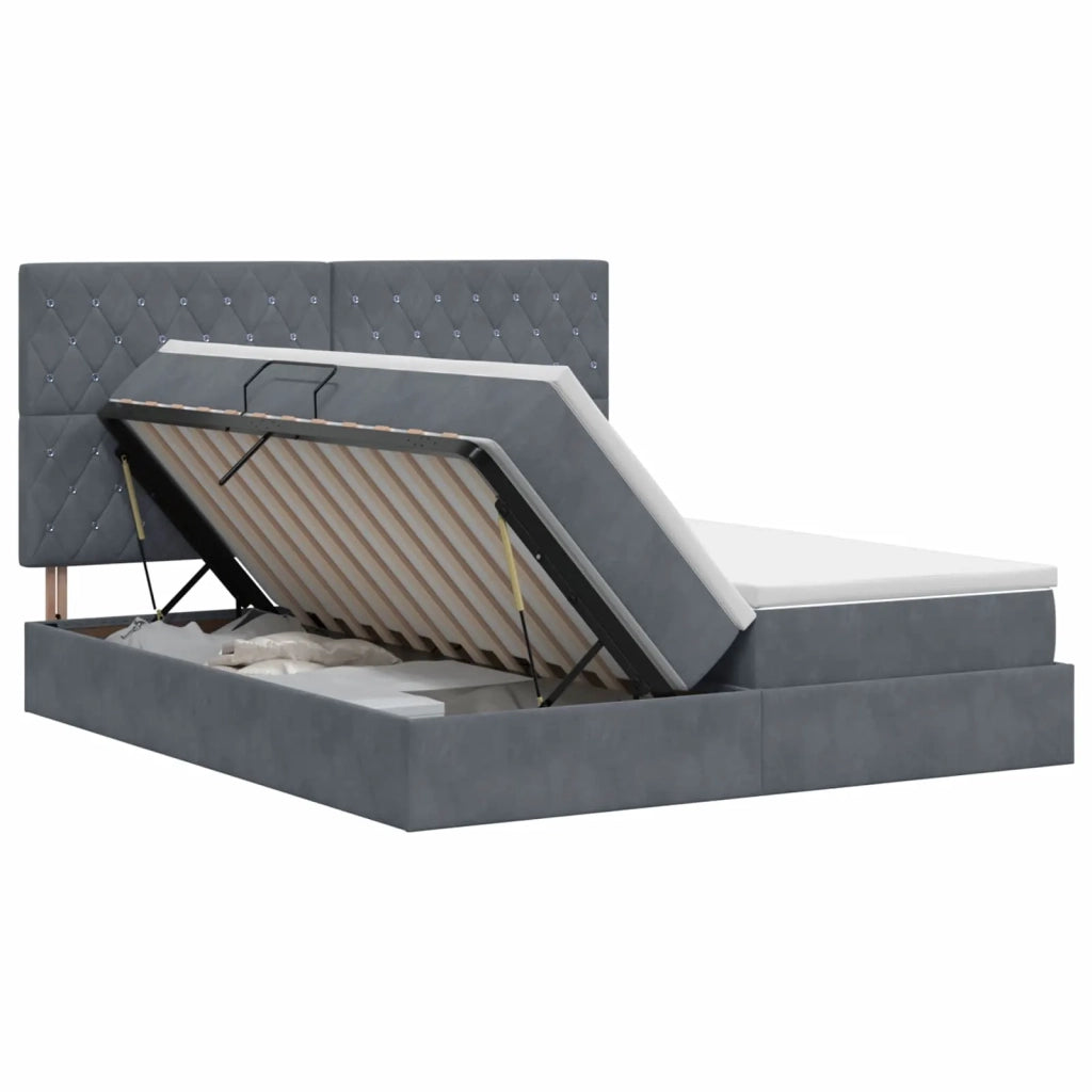 Letto con Contenitore Grigio Scuro 200 x 200 cm Velluto 3459820
