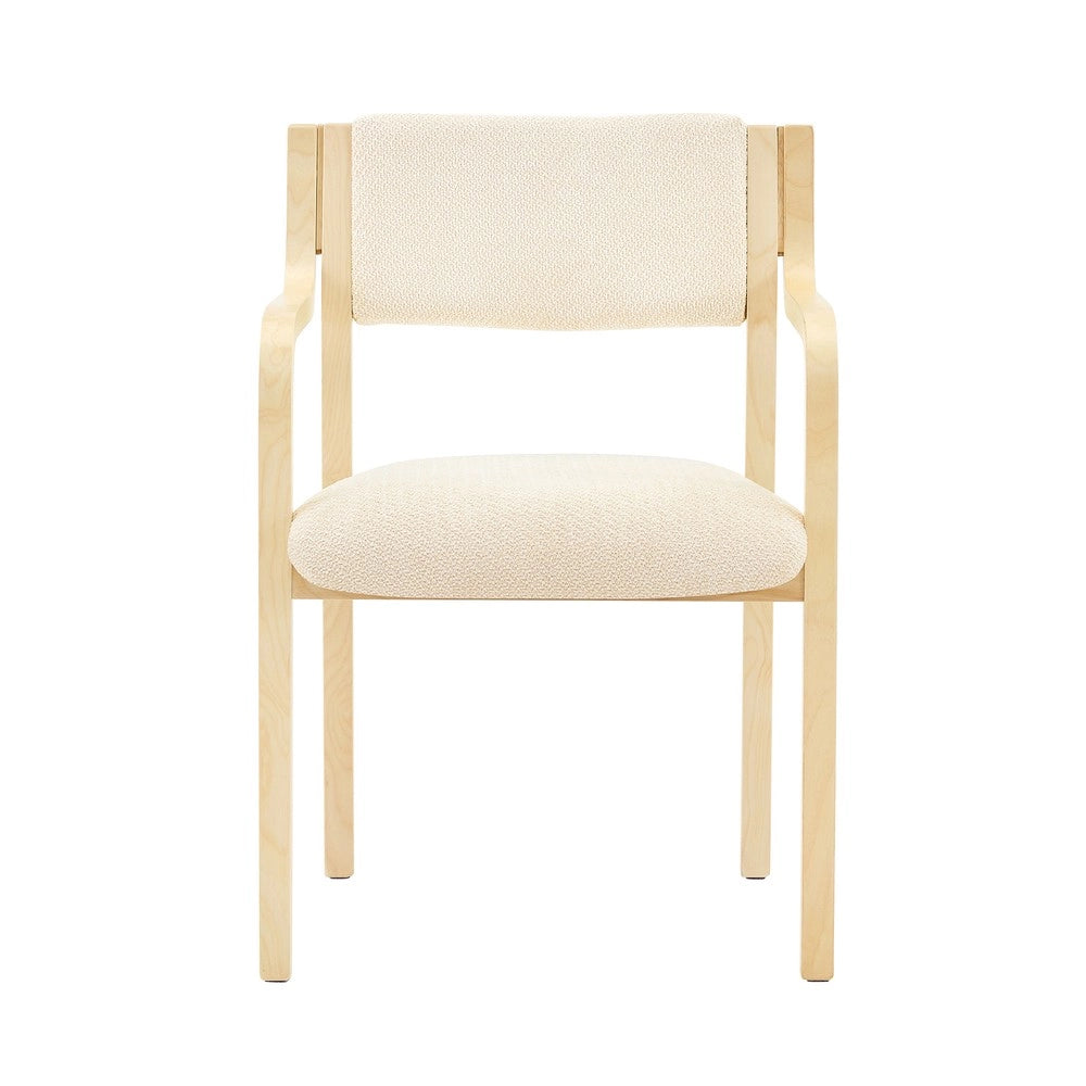Set 2 Sedie da Pranzo con Braccioli ¨C MINIMAL ¨C Tessuto Teddy, Legno, Stile Scandinavo