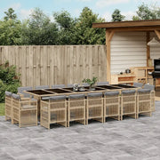 Set Pranzo da Giardino 17 pz con Cuscini Beige Misto Polyrattan