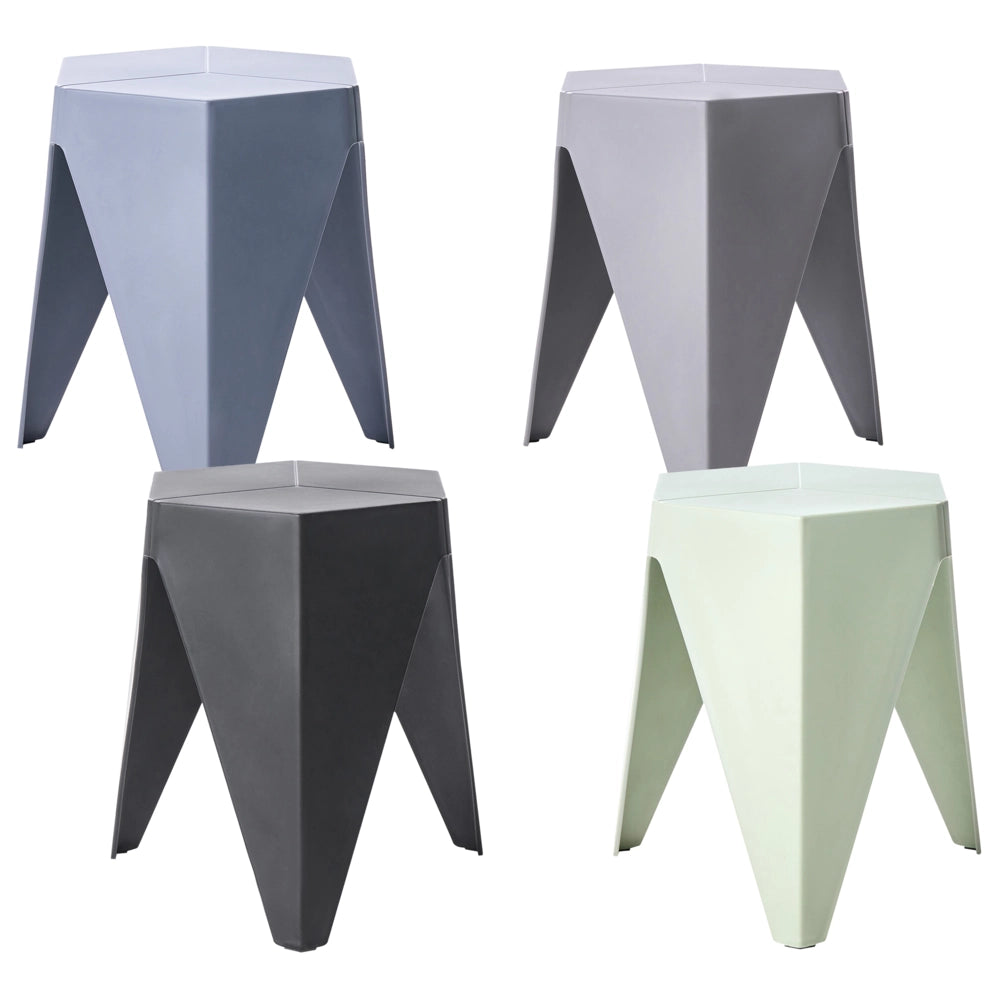 Set di 4 sgabelli da giardino extra impilabili in materiale sintetico multicolore stile elegante