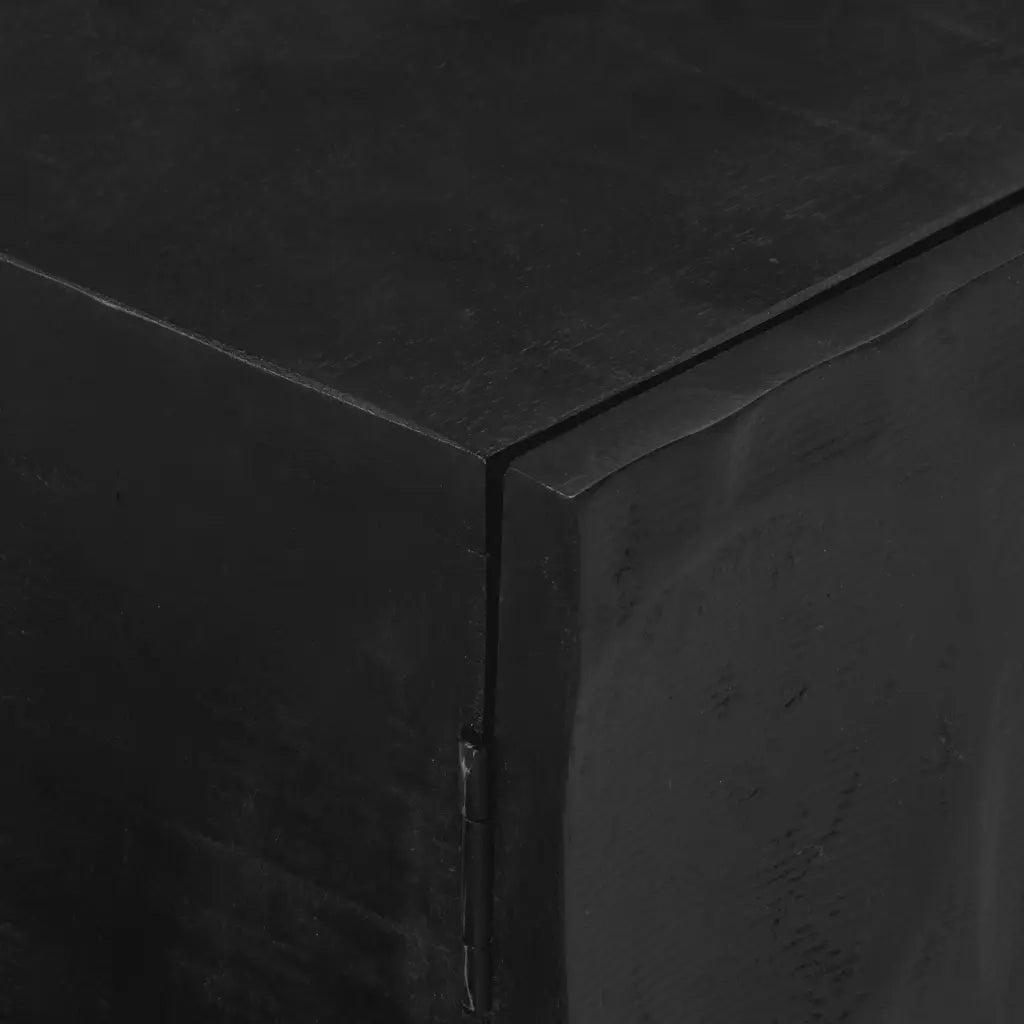 Mobile TV Nero 110x30x40 cm in Legno Massello di Mango e Ferro 372007