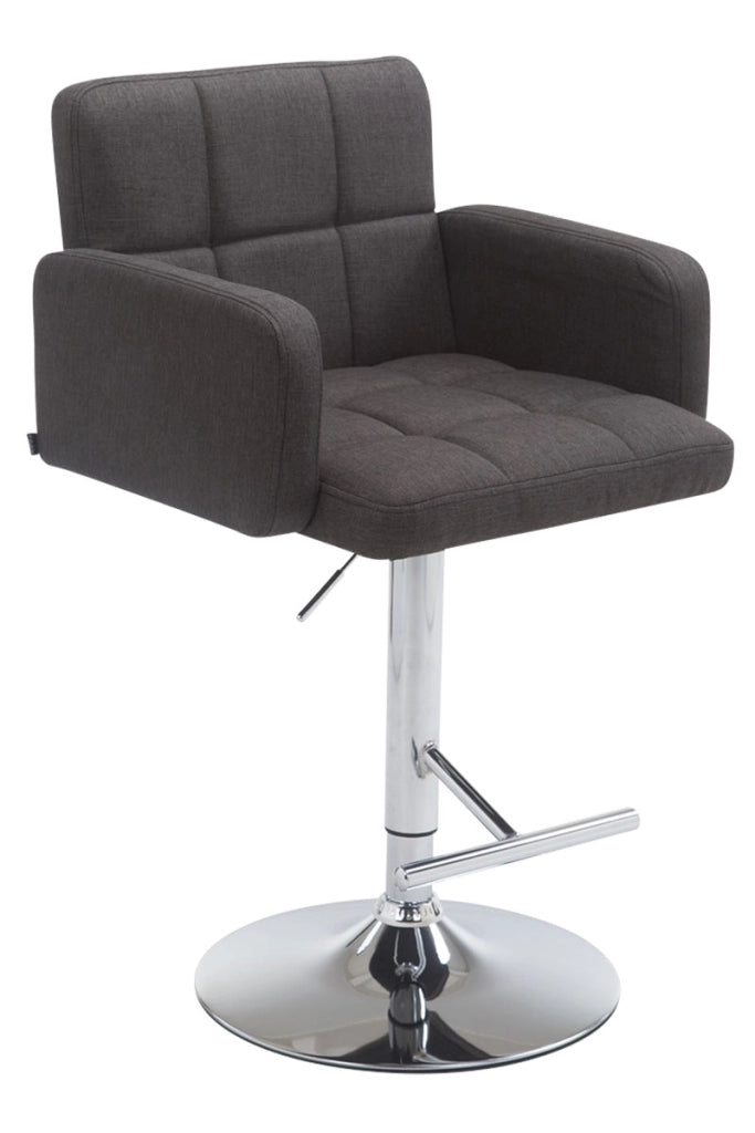 Sgabello Los Angeles in tessuto grigio scuro,cromo