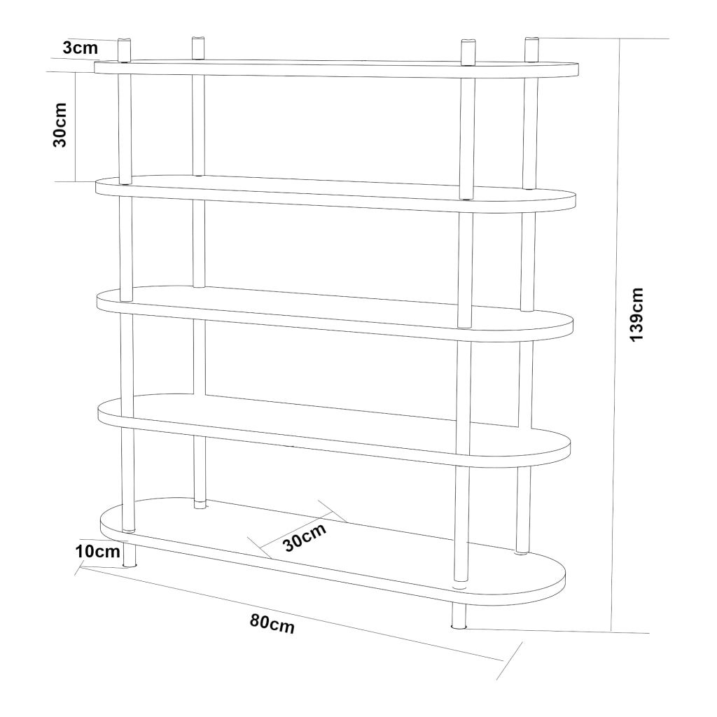 Scaffale da Terra Øvre Libreria con 5 Ripiani - Bianco [en.casa]