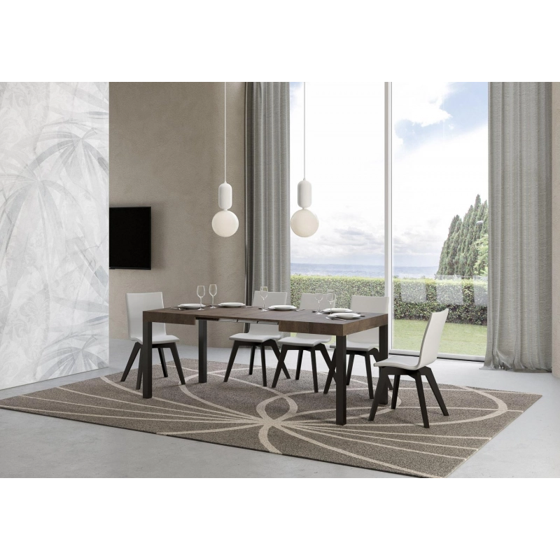 Tavolo allungabile 80x120/204 cm Everyday telaio Antracite - Noce