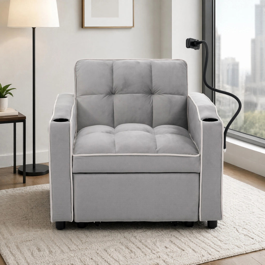 DIVANO LETTO 3 in 1 83x167x76 cm Grigio antico bianco in schiuma
