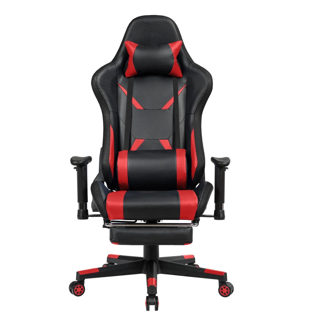 Sedia da gaming con schienale reclinabile e poggiapiedi retrattile 70 x 74 x 126-136 cm design moderno in similpelle rossa 20_0011194