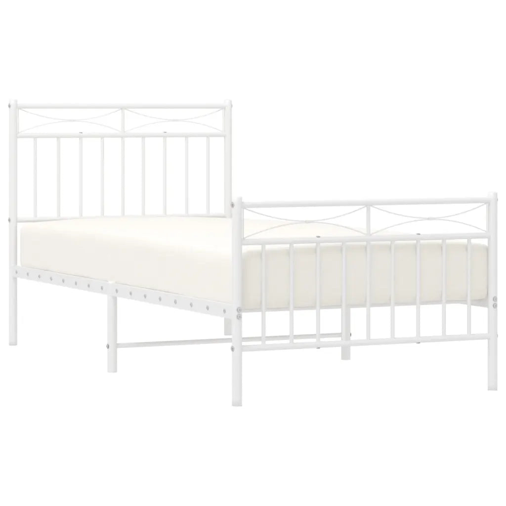 Giroletto con Testiera e Pediera-Struttura Letto Metallo Bianco 90x200 cm 564059