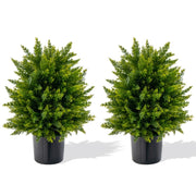 2 Cedri artificiali resistenti ai raggi uv con vaso riempito di cemento, Piante artificiali alti 54cm-Piante artificiali