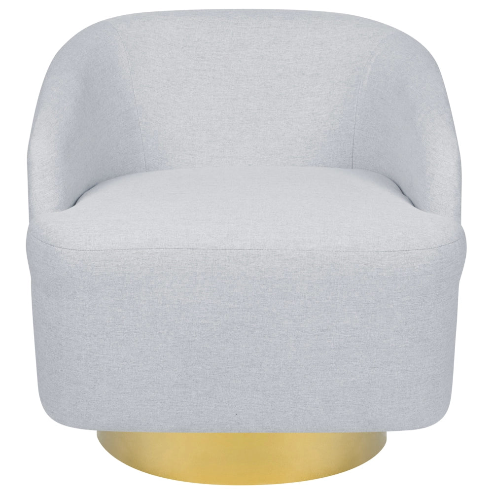 Poltrona Grigio Chiaro Tessuto Morbido Base Oro Girevole 360° Stile Retro Glamour Art Deco dorato