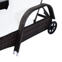 Set da Giardino con 2 Sedie a Sdraio con Schienale Reclinabile e Tavolino Basso in Rattan PE, Marrone