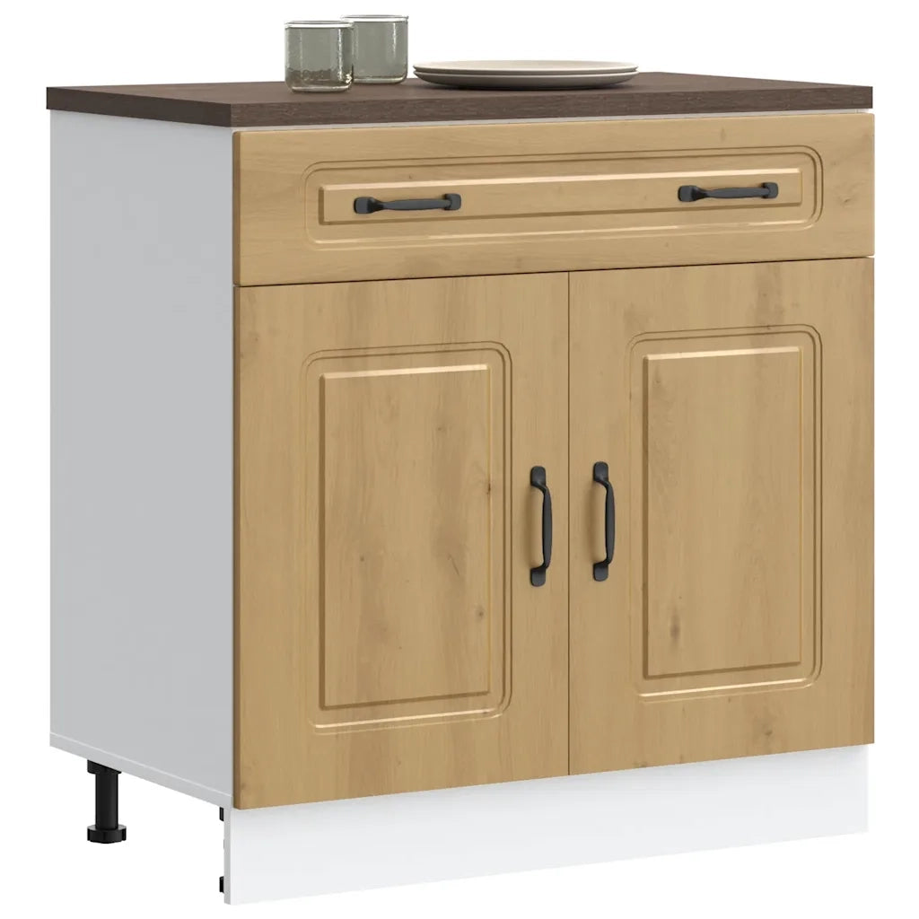Base da Cucina-Mobile Base da Cucina Kalmar Rovere Artigianale in Legno Multistrato 376460