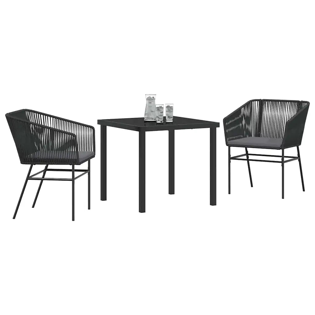 Set da Pranzo per Giardino con cuscino 3 pcs Nero 3380918