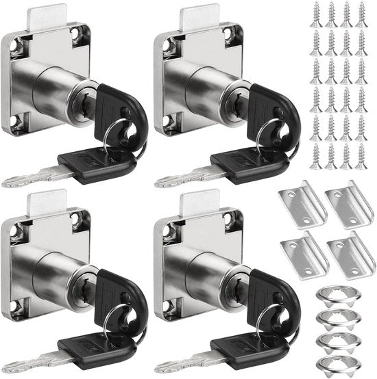 Set di 4 Chiavi di Sicurezza con Chiave, Cancelli e Cassetti in Acciaio Inox