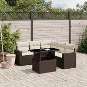 vidaXL Set Divano da Giardino 6 pz con Cuscini Marrone in Polyrattan
