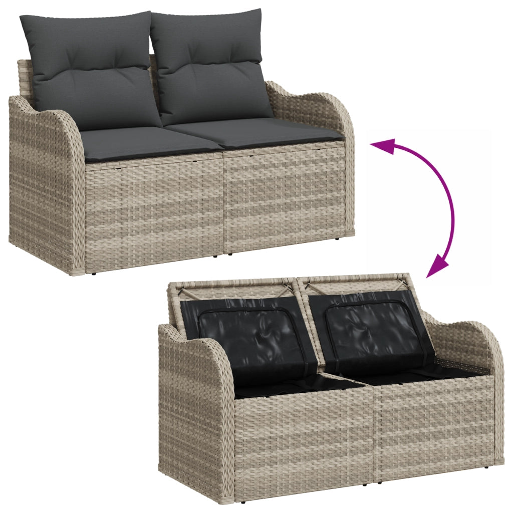Set di 10 pezzi di divani da giardino con cuscini grigio polyrattan