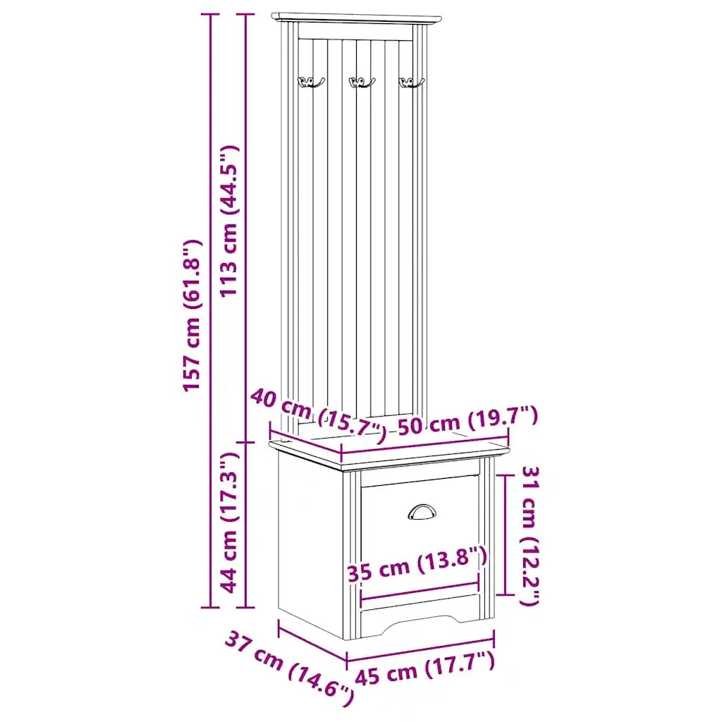 Armadio per corridoio BODO Marrone miele 50 x 40 x 156,7 cm 42023476