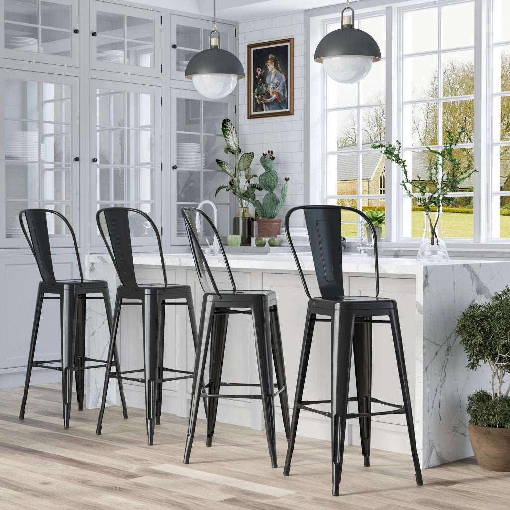 Sgabello da bar impilabile ¨C Minimal ¨C nero, metallo, 76 cm