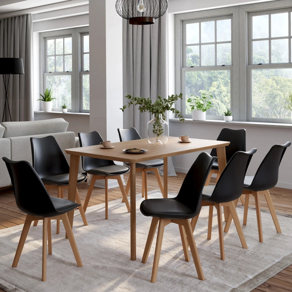 IDMarket - Set di 8 sedie da pranzo scandinave nere SARA