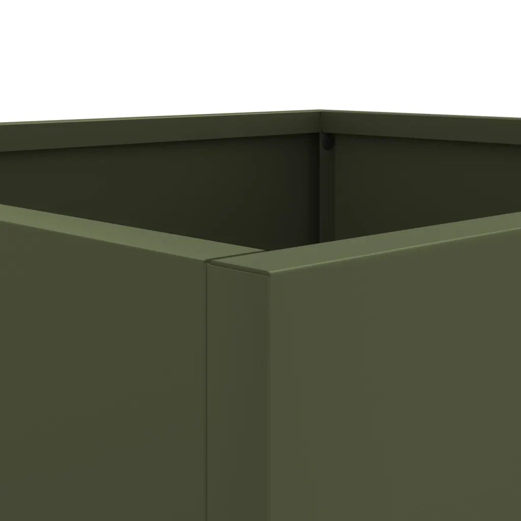2 pz Fioriere | Cassetta per fiori | Vaso da Giardino Verde Oliva 32x30x29 cm in Acciaio