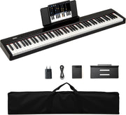 Pianoforte Digitale a 88 Tasti, Tastiera Elettrica per Principianti con 380 Timbri, 128 Ritmi e 88 Demo, Pianola Tastiera Portatile e Leggera con Borsa da Trasporto (Nero)