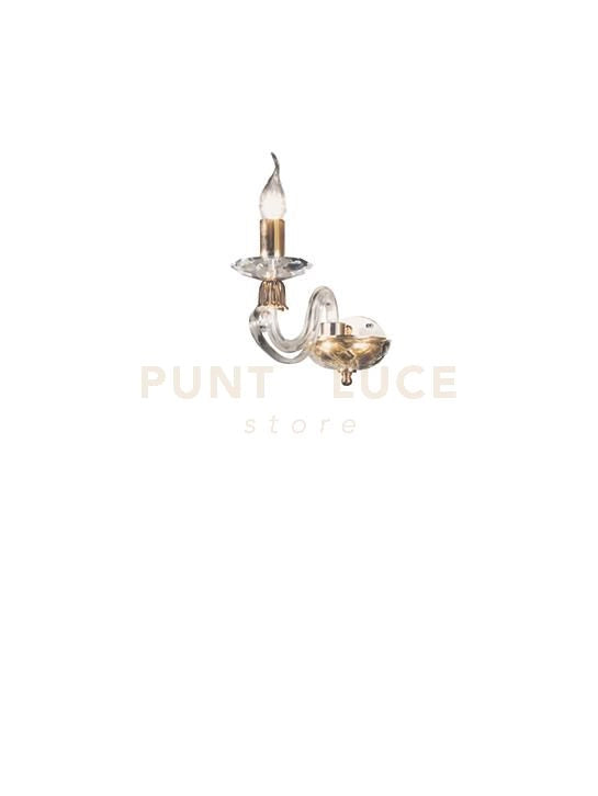 APPLIQUE 1306 1 LUCE TRASPARENTE E ORO ATTACCO E14 H.20CM