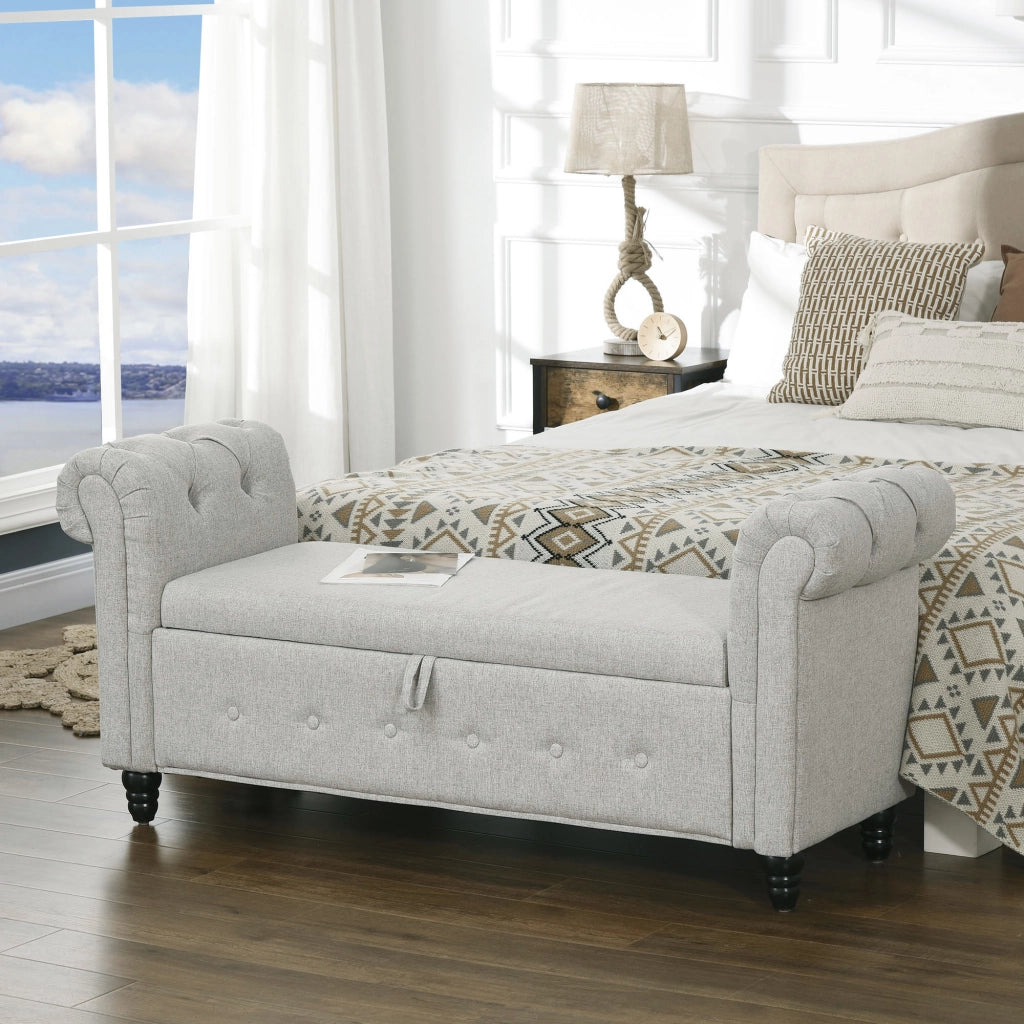 Divano a due posti con contenitore ¨C zephmum ¨C grigio 146.5x49x72 cm