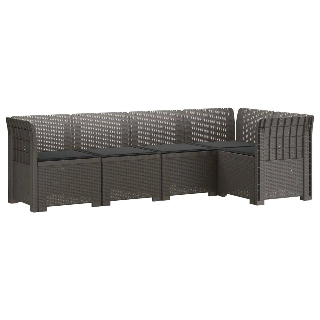 Divano da Giardino 5 Posti con Cuscini Stile Rattan PP 3444047